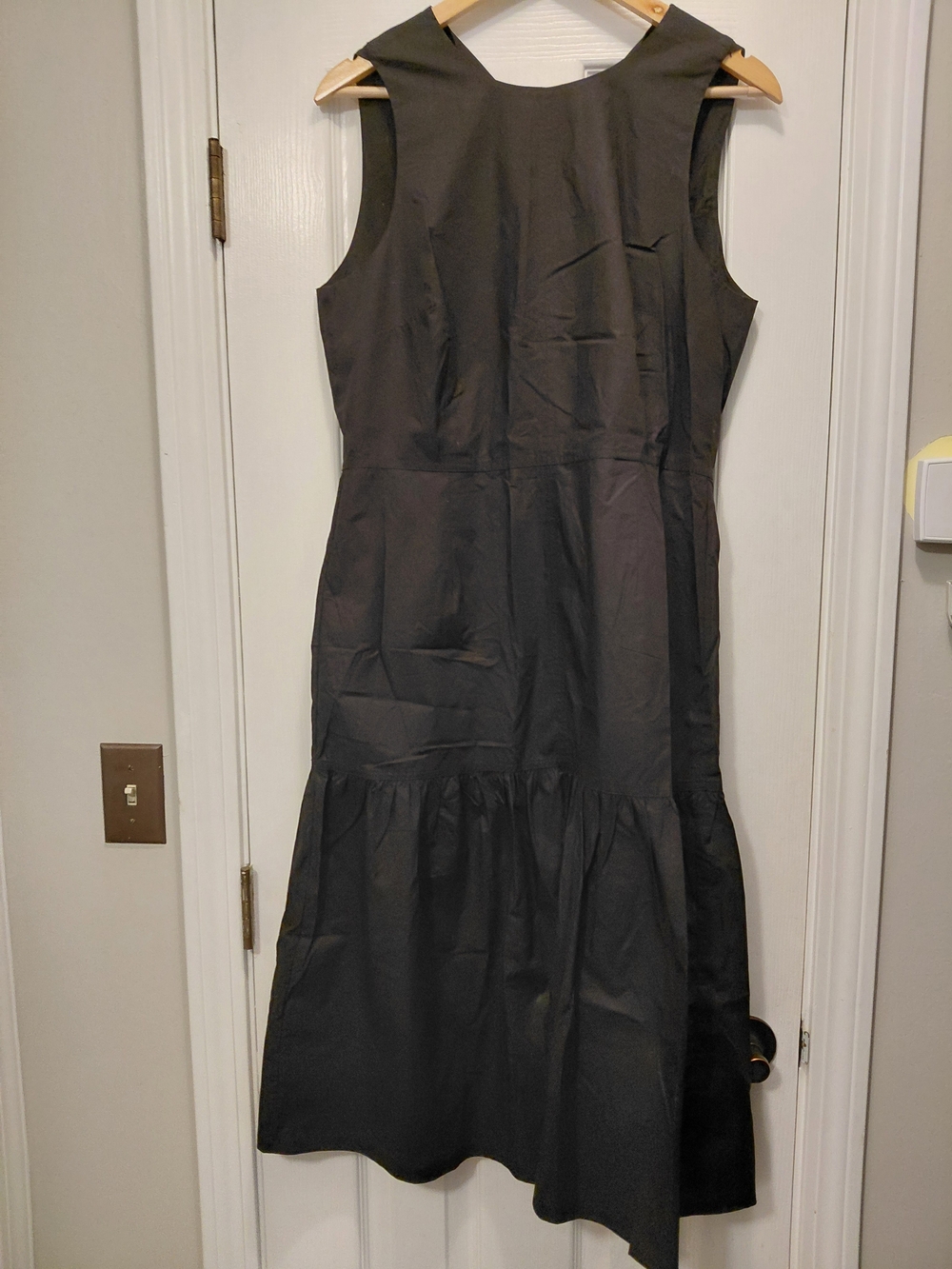 Jigsaw Black Sleeveless Midi Dress with Tiered Skirt